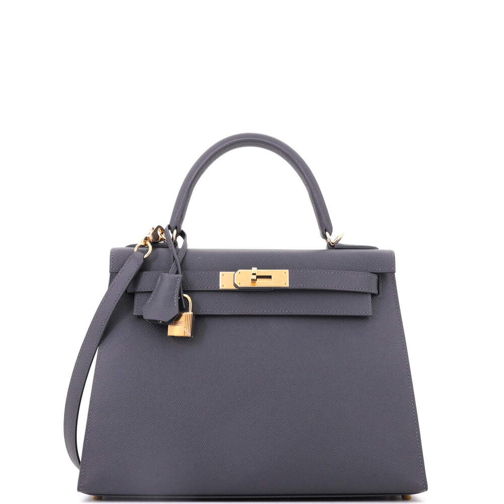 Hermes Kelly 28 Grey Epsom with Permabrass Hardware